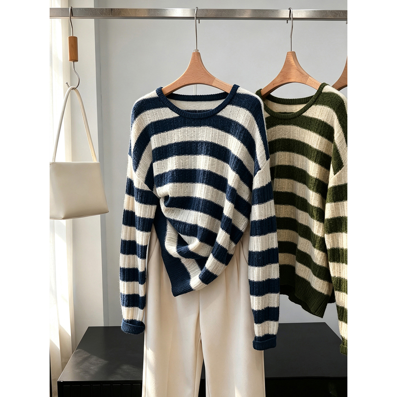 In Stock, Farewell to 70% off! Thickened and Warm! Cashmere and Sheep Wool Striped Knit Sweater for Women, Autumn Season<Hyzm024 In Stock, Farewell to 70% off! Thickened and Warm! Cashmere and Sheep Wool Striped Knit Sweater for Women, Autumn Season<Hyzm024