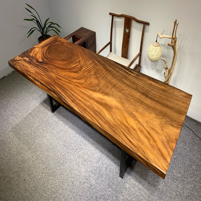 South American Black Walnut Okan Big Board Tea Table Solid Wood Big Board Log Office Tea Board Tea Table New Chinese Conference Table