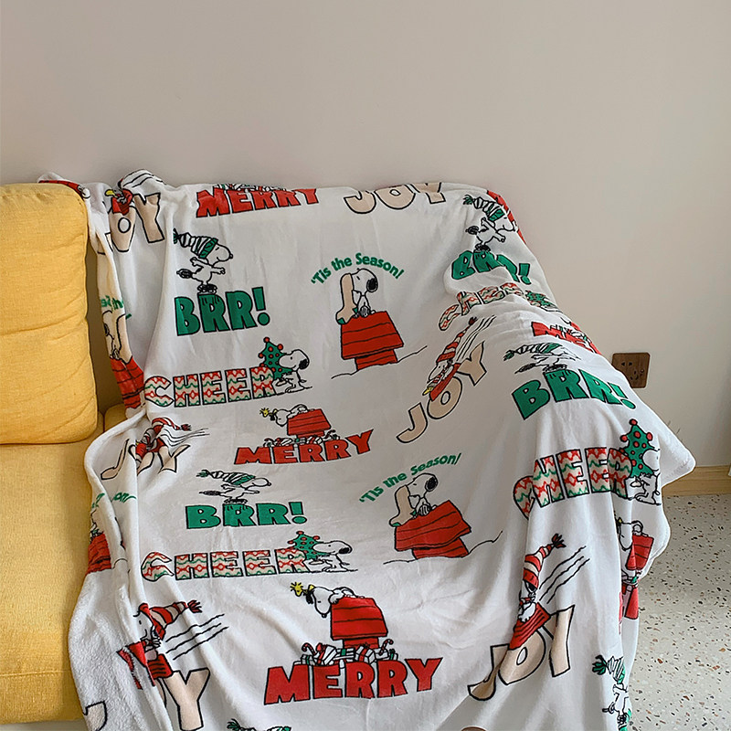 Christmas Happy Cartoon Cute History Nubi Flannel Office Blanket Birthday Gift