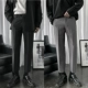 Quần tây nam quần lọt khe nam quần tây nam phiên bản Hàn Quốc của phong cách Hồng Kông quần âu nam chân quần dài 9 điểm quần đen - Crop Jeans