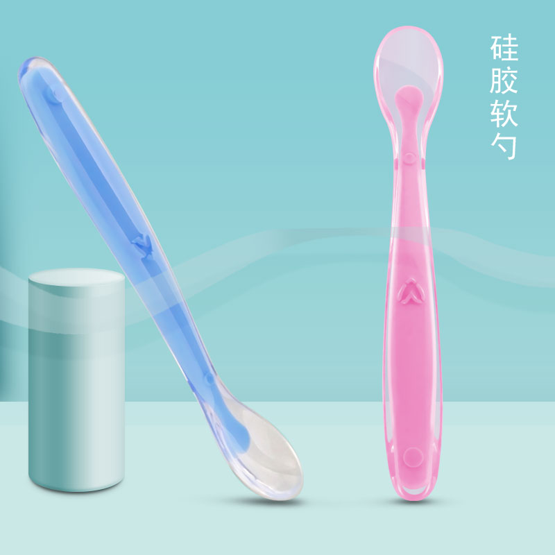 Newborn Baby Spoon Baby Silicone Gel Soft Tablespoon Children Cutlery Eating Training Spoon Feed Water Side Food Small Spoon Soft Head