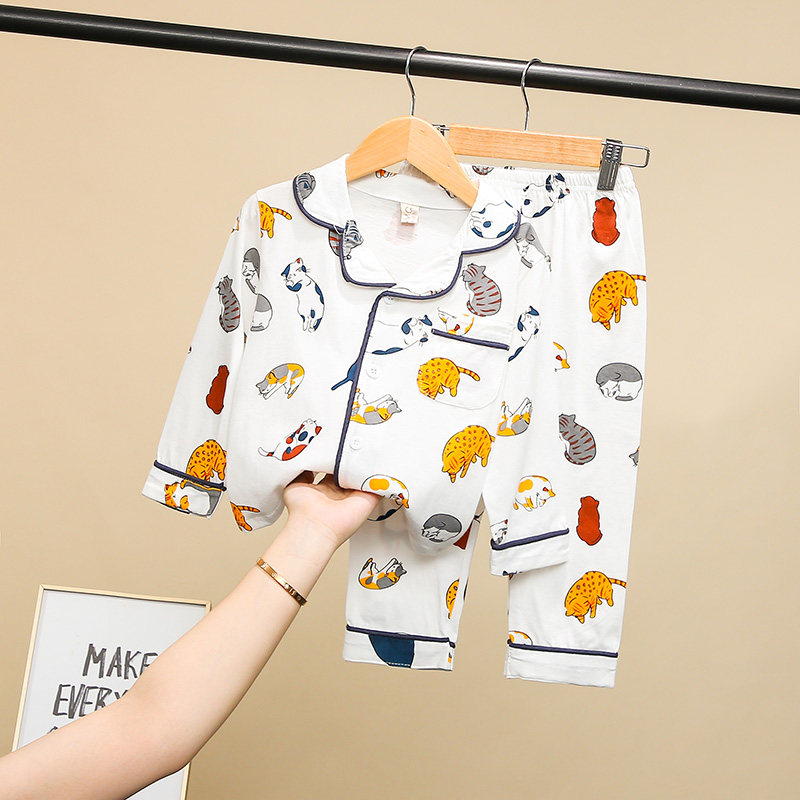 Children's pajamas cotton suit baby girl cartoon long-sleeved 2022 spring and autumn new boy's home clothes two-piece suit