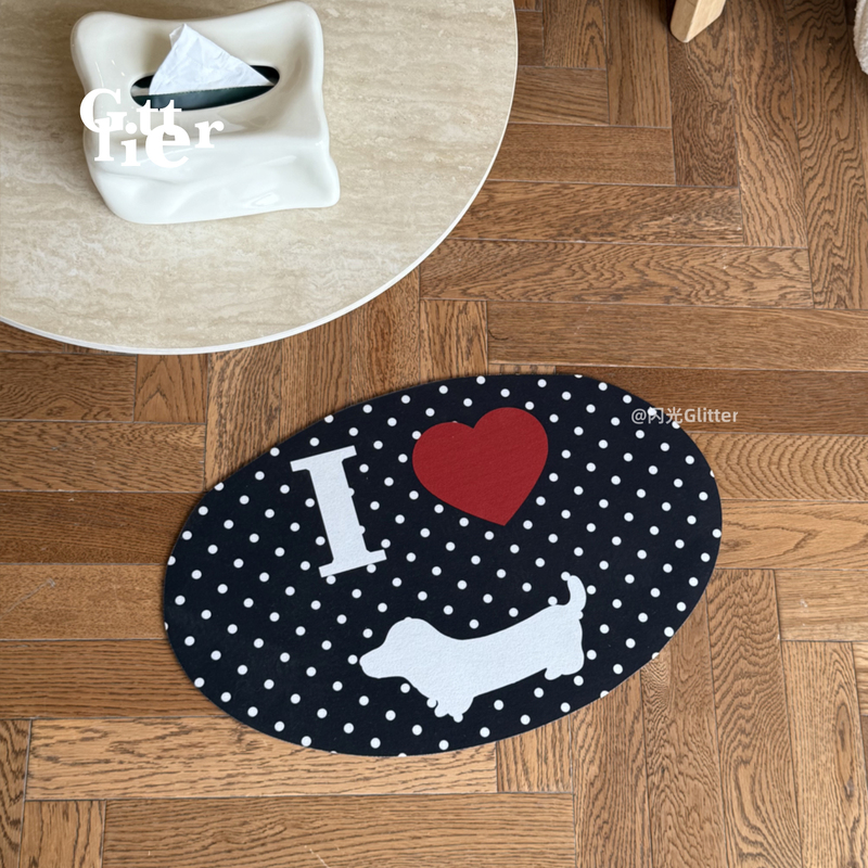 Glitter Original Dachshund Polka Dot Diatomaceous Earth Floor Mat Soft Pad ins Water-Absorbent Non-Slip Bathroom Mat