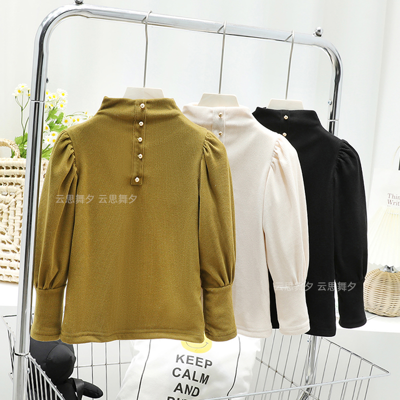 Spring and Autumn New Children Half-High-Level Long Sleeve Strap Girl Gas Heat Inside Warm Clothing