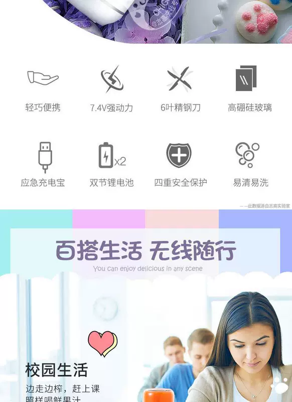Chigo phổ biến máy ép trái cây mạng cầm tay đỏ có thể sạc lại hộ gia đình máy chiên rán với đồng hồ vắt sữa với cùng một đoạn - Máy ép trái cây