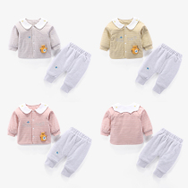 Baby autumn suit women foreign-born children wear thin cotton-padded clothes male thick two-piece baby Autumn and Winter childrens clothes