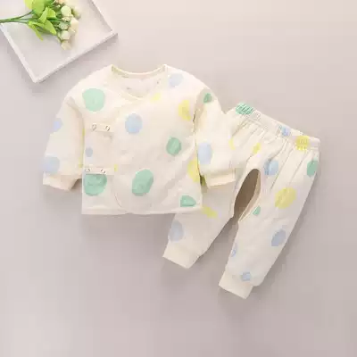 Newborn baby clothes Spring and autumn cotton cotton cotton two-piece cotton-padded jacket light and thin cotton-padded jacket baby cotton suit