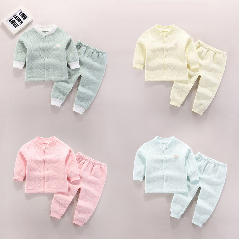 Baby warm clothes suit Spring autumn and winter baby Two sets Two style hit bottom autumn clothes sanitary pants to wear in children's underwear