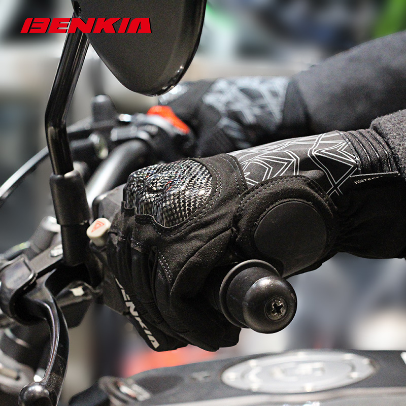 BENKIA Motorcycle Gloves Carbon Fiber Men's and Women's Motorcycle Anti-fall Safety Autumn and Winter Warm Gloves