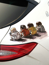 On both sides pull flower black bullet hole film hood door bumper Civic car front cover car sticker new