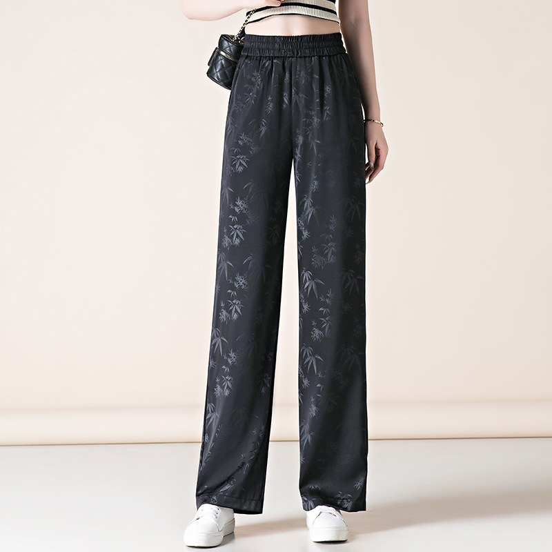 High-End Silk Mulberry Silk Women's Pants, Summer Thin Style, 2026 New High-Waisted Wide-Leg Pants, Drapey Casual Straight-Leg Long Pants