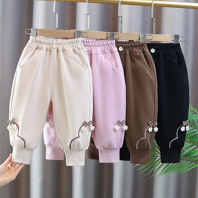 Four seasons beautiful children's trousers cotton casual pants