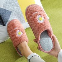 Cotton slippers women winter home indoor home warm non-slip thick-soled confinement lovers hair slippers autumn and winter men