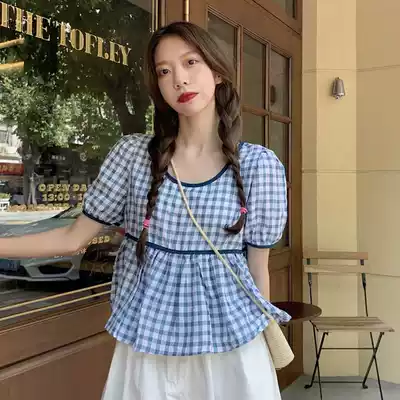 Student leisure suit women's spring and summer 2021 Korean version of the new plaid shirt high waist skirt Western style two-piece suit tide