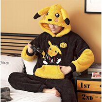 Mens sleepwear flannel Coral Fleece pyjamas Mens Autumn Winter Thickened Long-sleeved Teens Cartoon Home Suit Suit