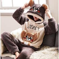 Sleepwear Male Autumn Winter Coral Fleece Plus Suede Thickened Teen Big Code Flange Suede Winter Mens Cartoon Home Clothing