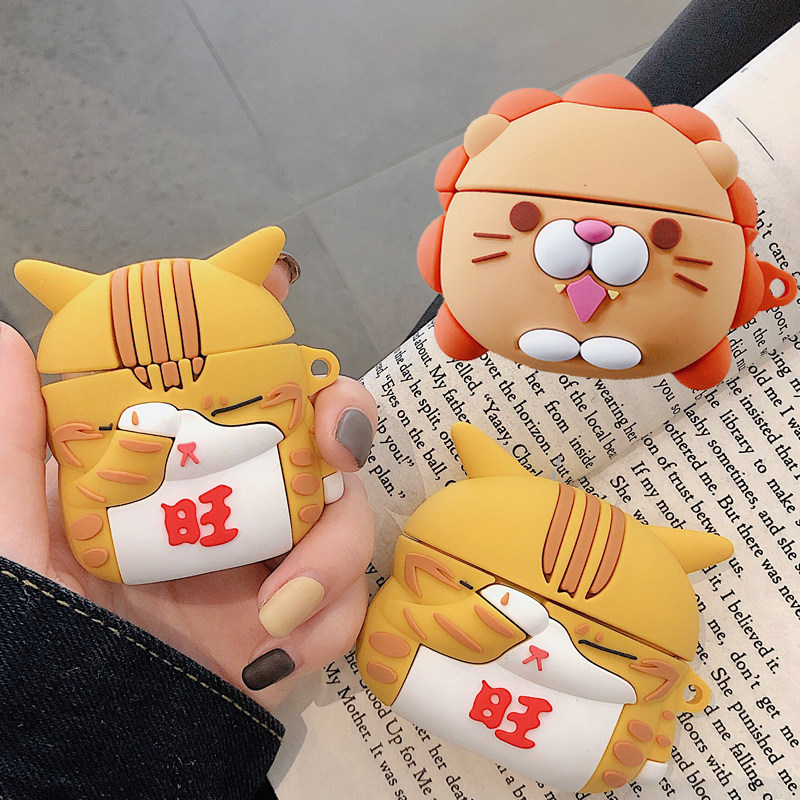 For Airpods 1 2 3 Pro Case 3d Cute Lion Lucky Cat Cartoon B