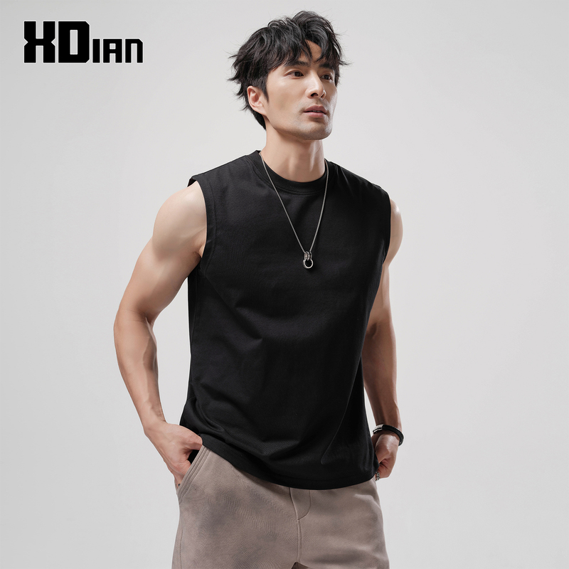 Seidian 240g Heavyweight Sleeveless T-Shirt Men's Waistcoat Loose Basketball Fitness Sports Pure Cotton Wide Shoulder Vest Men's Summer