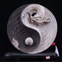 Camphor wood cow turn Qiankun ornaments twist carving wood carving New Chinese home decoration living room retro round root carving