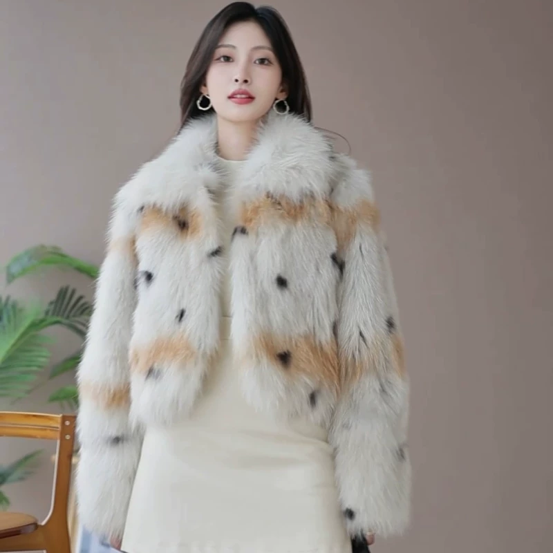 MDOUD «Shibuya Hot Girl» Bobcat новая лиса меха кожа принт Slim Wool Jacket Young