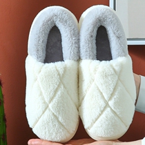 Womens slippers winter cotton slippers office can be worn outside in winter with bags and wool slippers with home Cotton tow cute