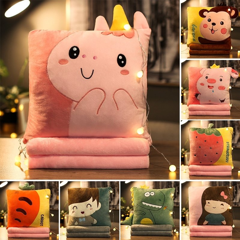 Pillow and blanket dual-use three-in-one quilt three-use lunch break with blanket blanket spring and autumn cute car net red