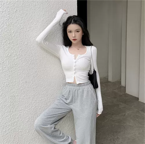 Tide, осенний сексуальный трикотажный лонгслив, короткий свитер, 2020, популярно в интернете, V-образный вырез, высокая талия