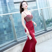 Evening dress dress female Hepburn style new sexy host company annual meeting slim suspender small dress party dress