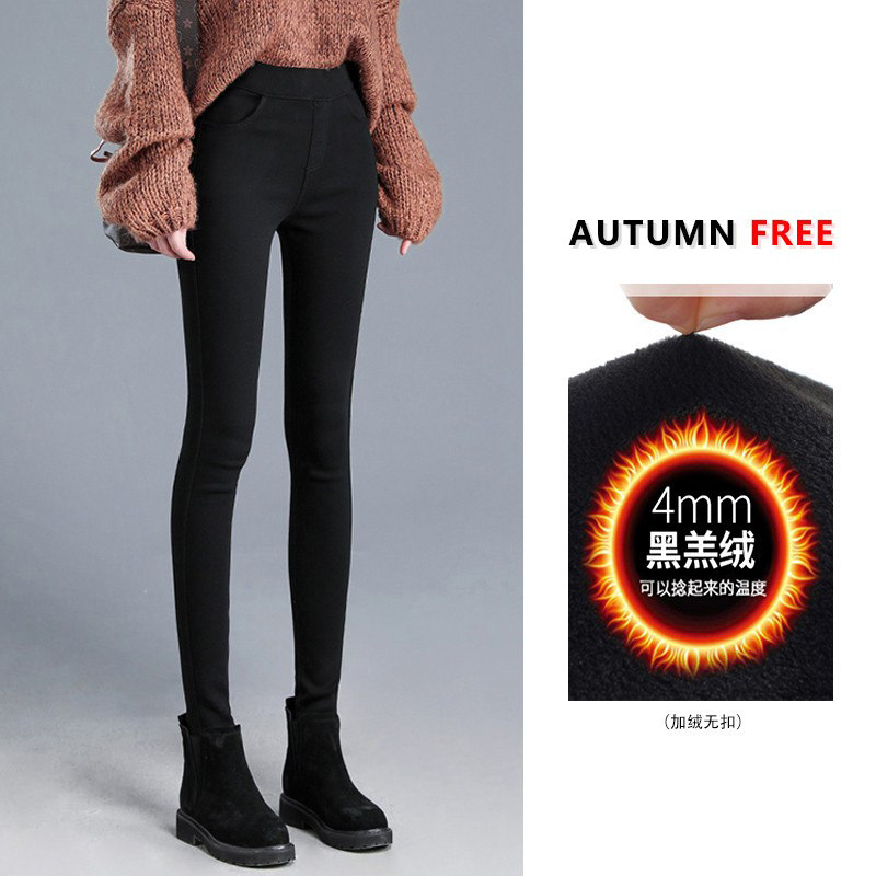 Black tight pants female spring and autumn wear small black pants elastic small feet appear thin high waist pencil magic pants