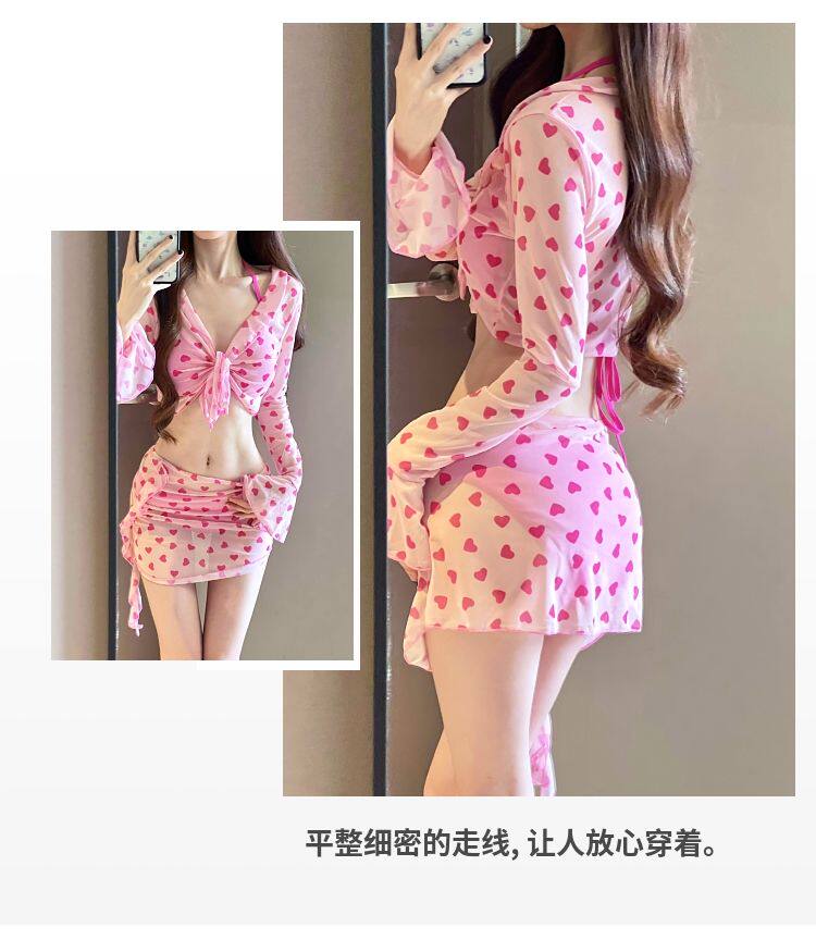 Розовый комплект, летний купальник, раздельный сексуальный топ с чашечками, 4 предмета   