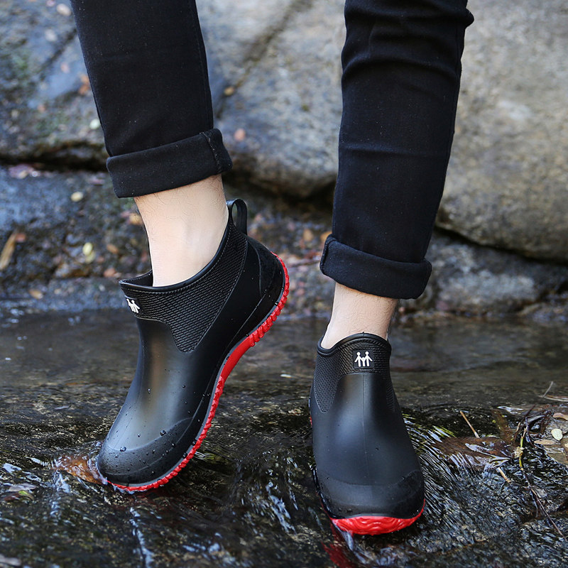 Dfaculties Fashion Short Drum Rain Shoes Men's Gvet Warm Rain Boots Low Help Kitchen Non-slip Waterproof Shoes Fishing Shoes Water Shoes