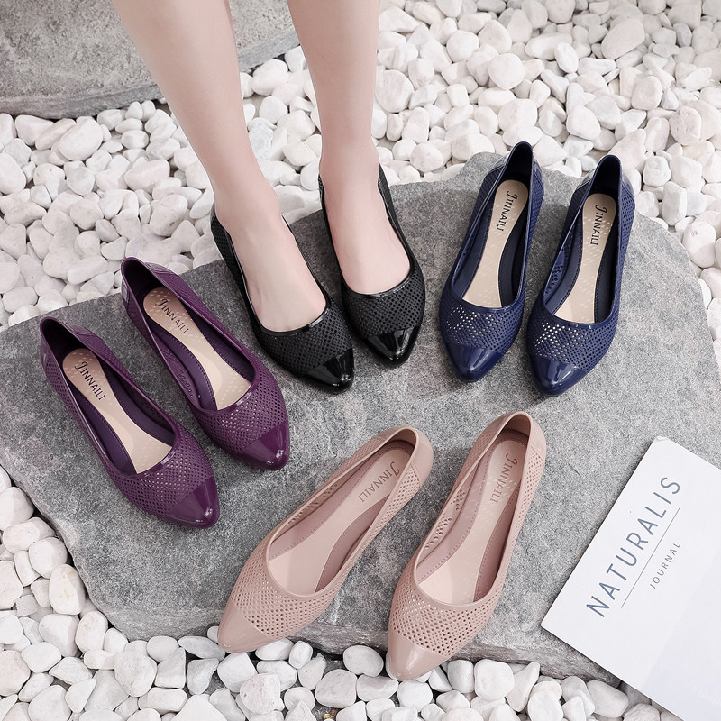 Summer Baotou hollow four seasons sandals women's wedge heel thick bottom all-match plastic hole shoes outside mother sandals