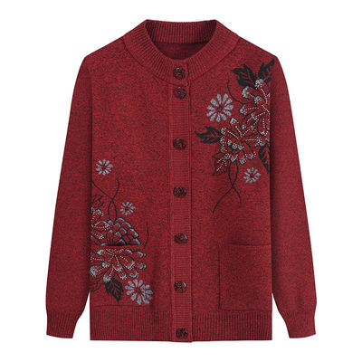 中老年妈妈毛衣开衫老人毛衫针织奶奶衣女装