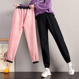 秋冬季女士宽松加绒保暖束脚裤显瘦裤子