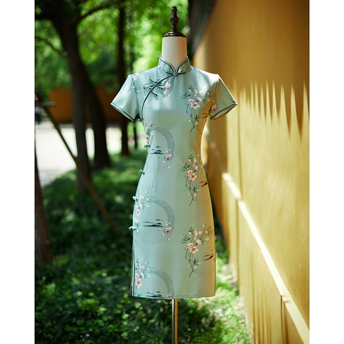 Летнее ципао, легкое элитное салатовое платье, 2024 года, подходит для подростков