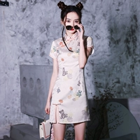 Ципао, летнее легкое короткое платье, коллекция 2023, светлый стиль, подходит для подростков