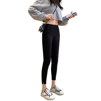 Magic elastic black pants with high waist base make you look thin
