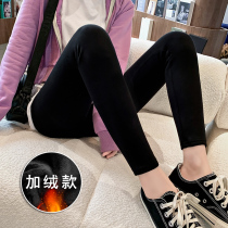 Gush pure cotton beating bottom pants woman external wearing autumn and winter thick stretch with high waist elastic 80% tight body small feet sports 90% pants