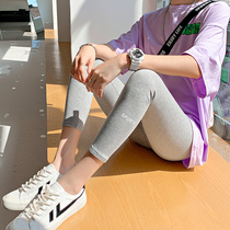 Grey beating underpants female outside wearing spring slim fit cotton pure high waist collecting elastic 90% small foot movement tight 80% summer