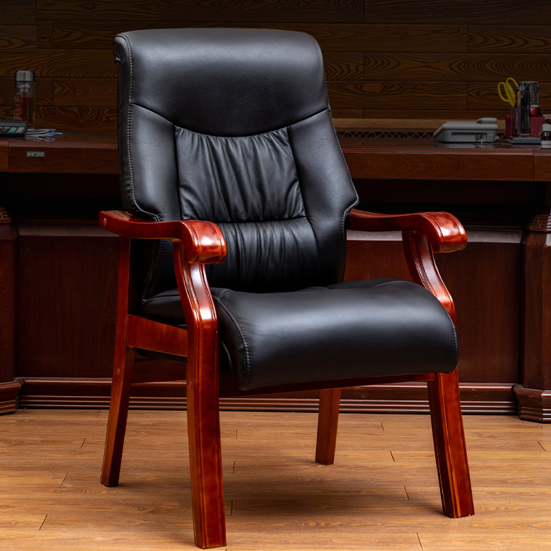 Qisheng solid wood chair backrest chair Study office chair Household boss chair Class front chair Comfortable conference chair Computer chair