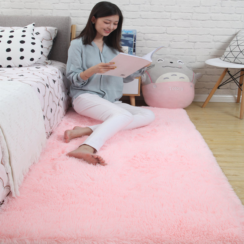 Nordic Teenage Girl Carpet Bedrooms with wind length plush cushions Bedside Blanket Large Area Full Room Floor Mat