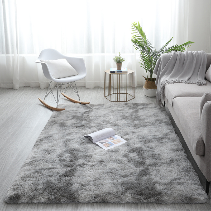 Nordic rectangular large living room coffee table carpet light gray mixed color long hair bedroom full of edge blanket custom bay window cushions