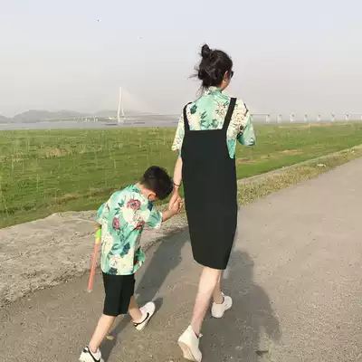 South Korea special high-end bombing Street parent-child suit son suit mother and child suit summer 2021 New Tide red summer clothes