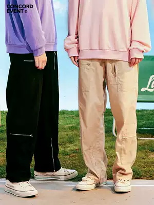 CONCORDEVENT overalls men's national Tide brand hiphop loose autumn function casual hip hop denim pants