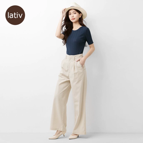 Дышащие летние штаны, из хлопка и льна, высокая талия