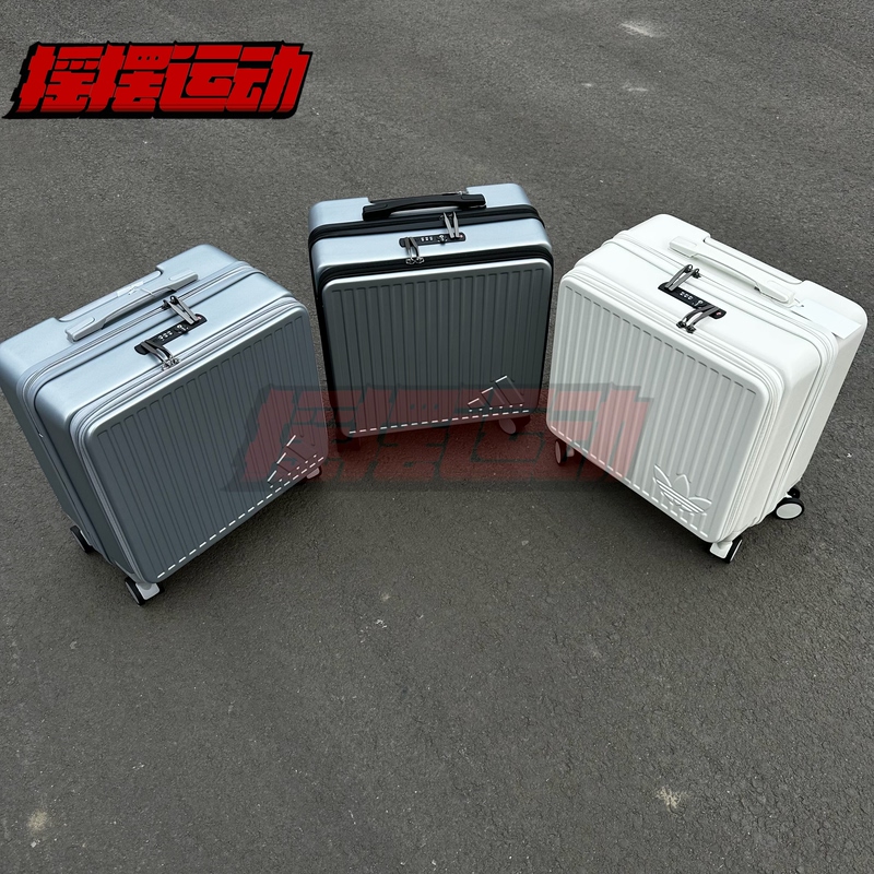 Adidas Square 20inch White, Gray, and Black Carry-On Travel Luggage with Cup Holder and Expandable Leather Password Lock Box