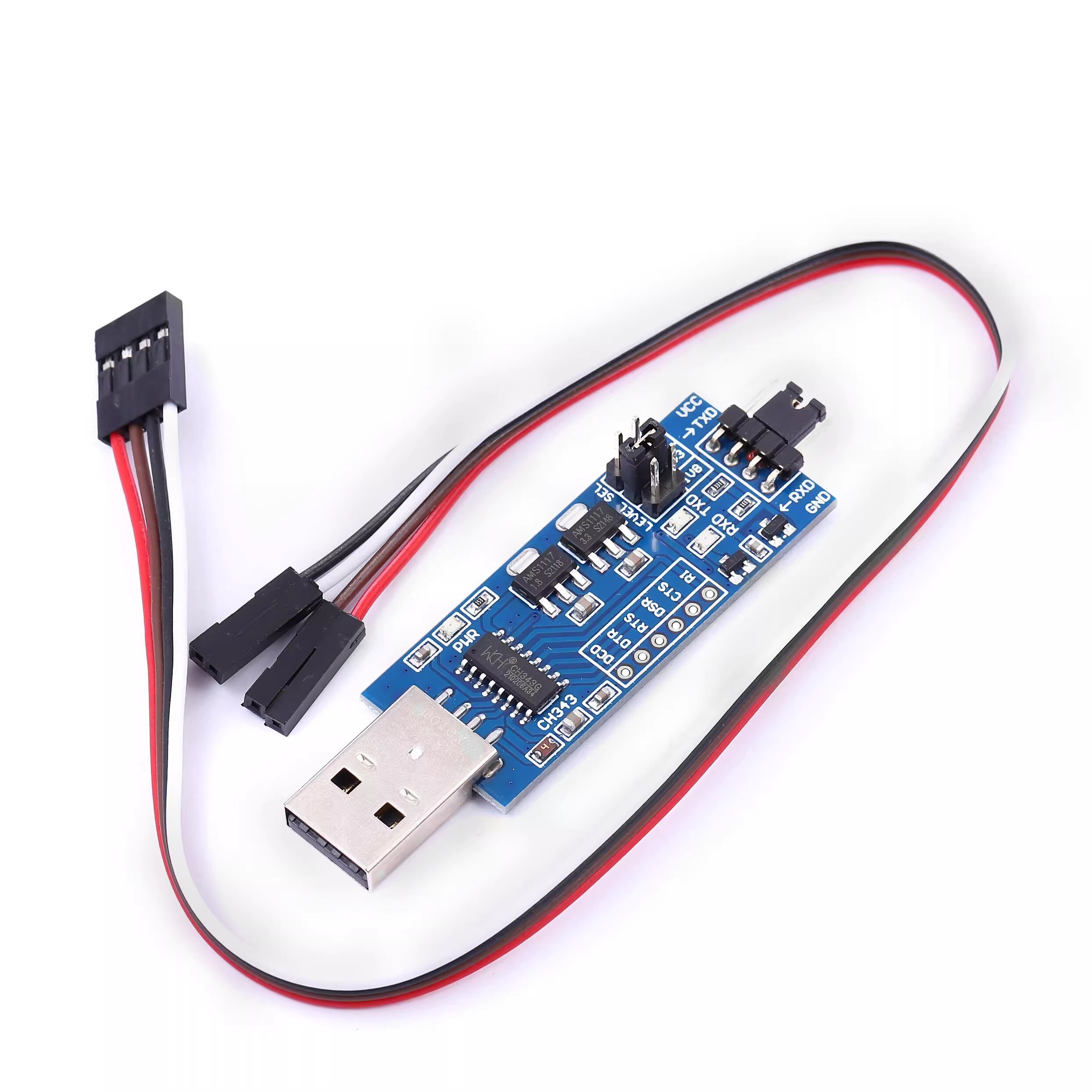 CH343G模块 USB转TTL/UART USB转串口 单片机下载器 1.8V/3.3V/5V