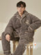 Coral velvet men's pajamas for autumn and winter plus velvet and thickened three-layer quilted warm winter outerwear for teenagers at home