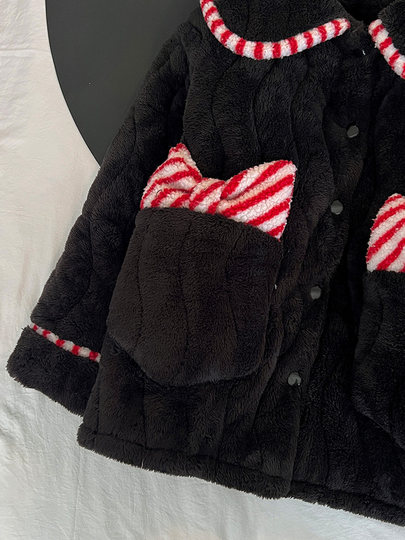 Bow 2025 new coral velvet pajamas for women autumn and winter three-layer quilted plus velvet thickened flannel home clothes