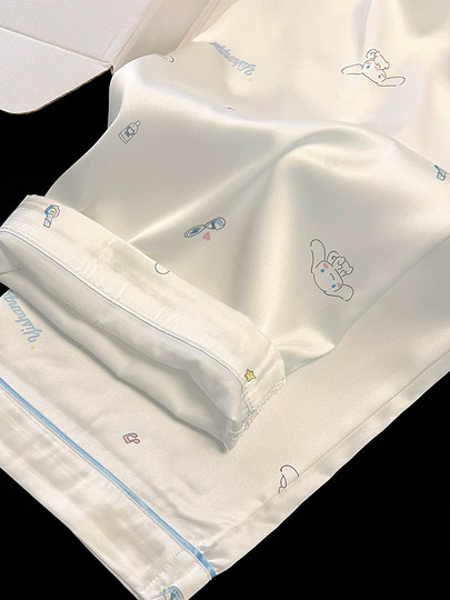 Cute Jade Gui Dog 2025 New Ice Silk Pajamas Women's Summer Short Sleeve Sweet and Cute Three-piece Suit Spring and Autumn Thin